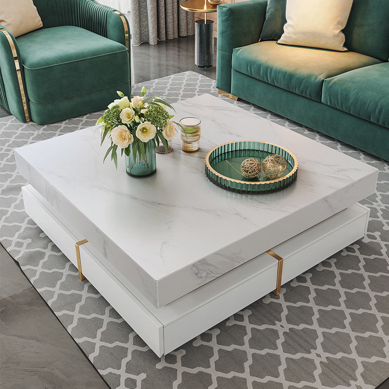 Slate coffee table TV cabinet combination light luxury modern square coffee table living room home I