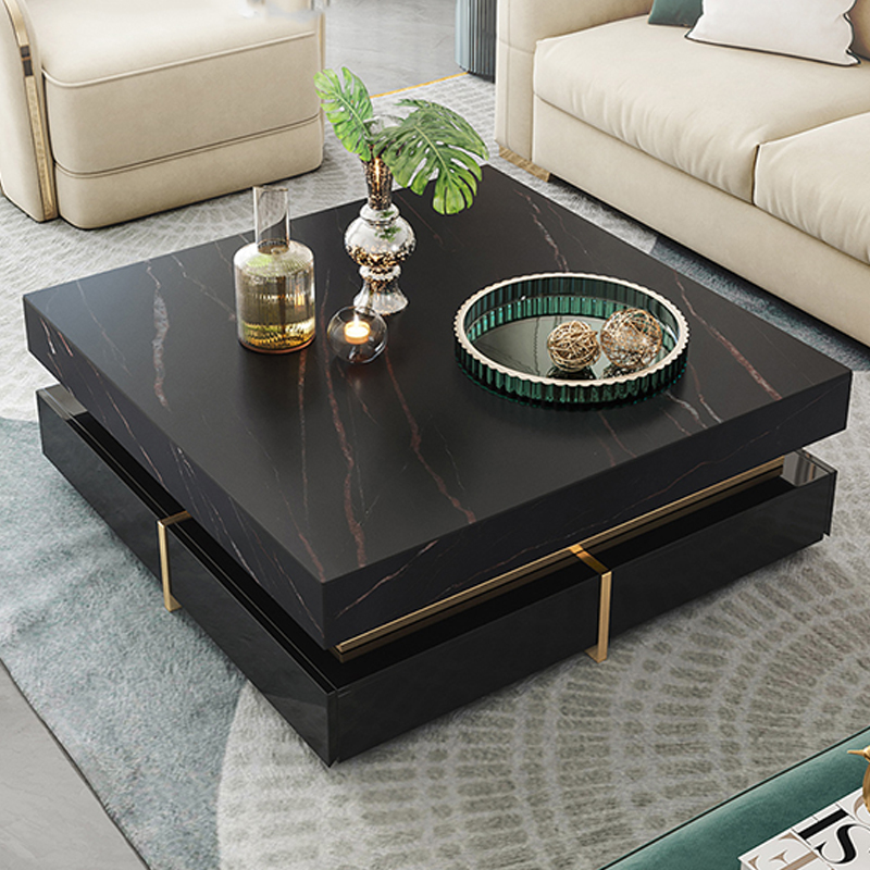 Slate coffee table TV cabinet combination light luxury modern square coffee table living room home I