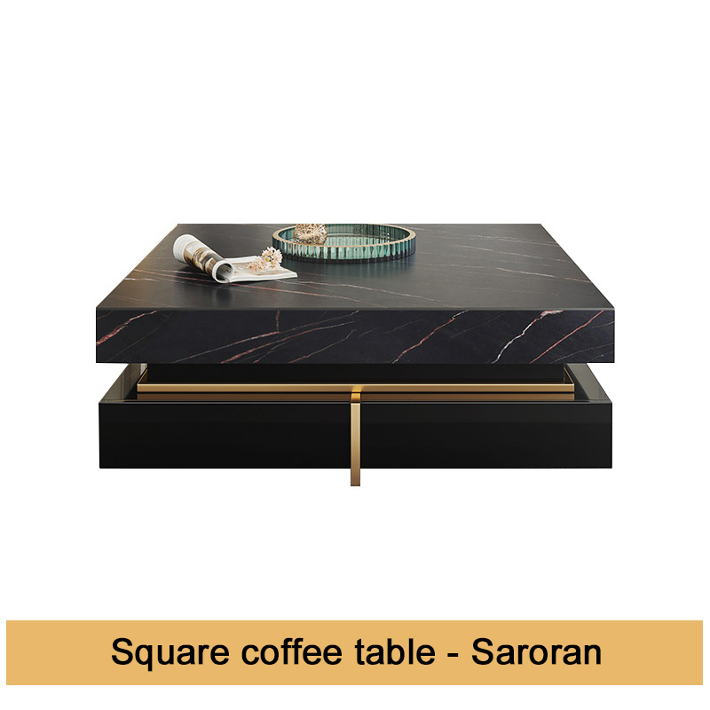 Slate coffee table TV cabinet combination light luxury modern square coffee table living room home I