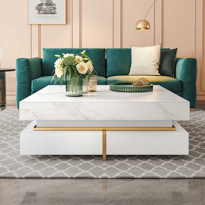 Slate coffee table TV cabinet combination light luxury modern square coffee table living room home I