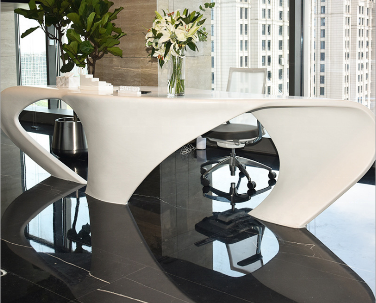 Custom made office desk acrylic solid surface unique design office furniture executive luxury office