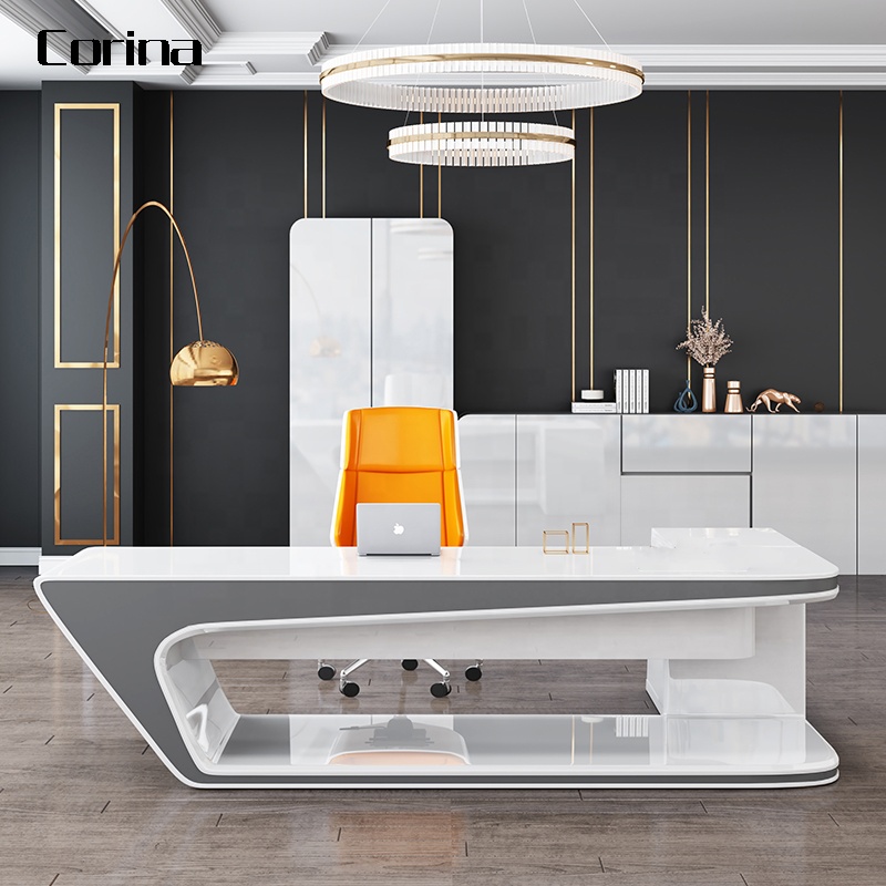 Discount price custom made office desk set company office table artificial stone modern design desk 