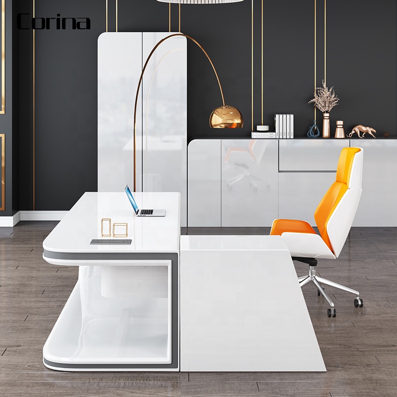Discount price custom made office desk set company office table artificial stone modern design desk 