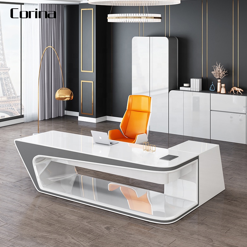 Discount price custom made office desk set company office table artificial stone modern design desk 