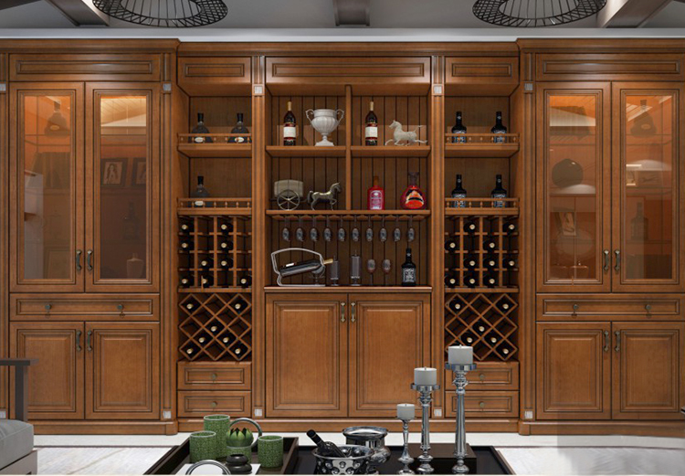 Kejia Solid Wood Living Room Furniture Cooler Modern Luxury Drinks Home Bar Glass Wine Cellar Displa