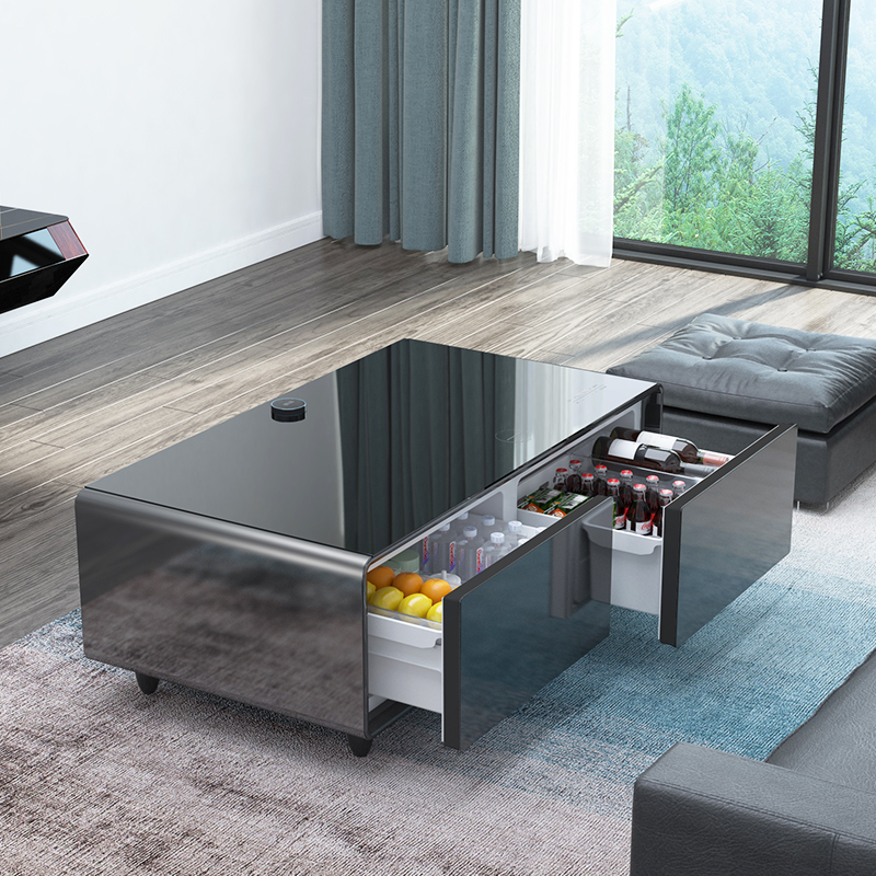 TB135 Smart Coffee Table Tooth Speaker Modern Design Smart Home Furniture with Built-in Refrigerator