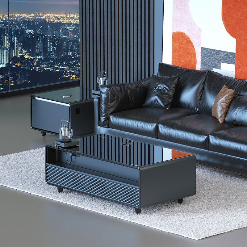 TB135 Smart Coffee Table Tooth Speaker Modern Design Smart Home Furniture with Built-in Refrigerator