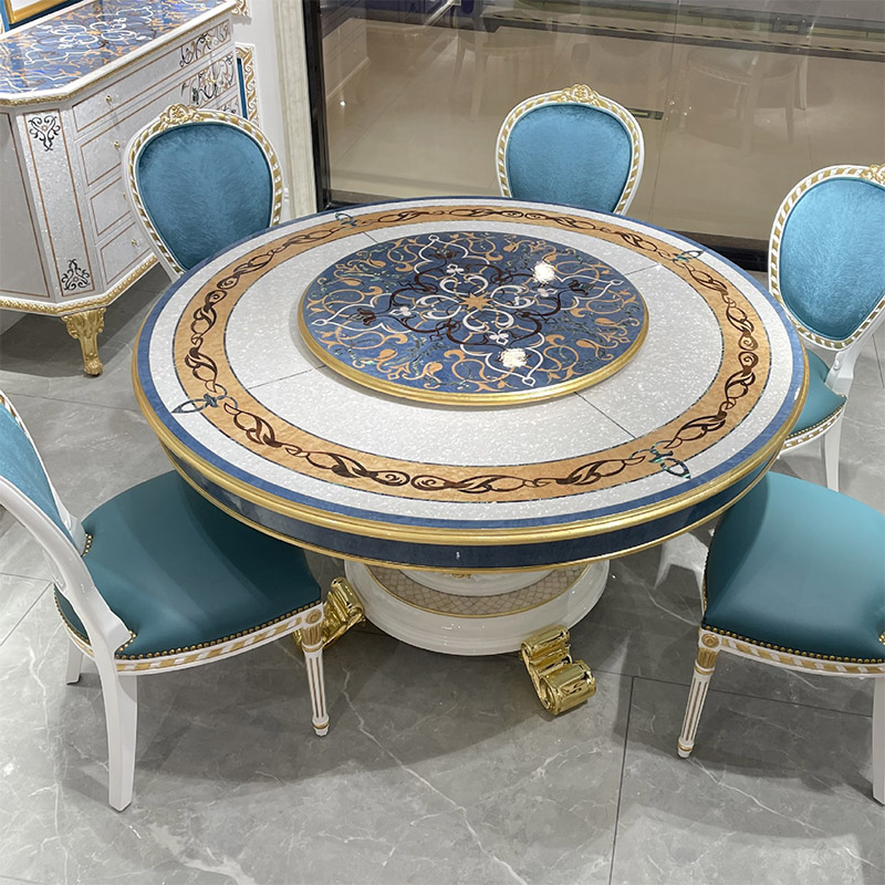 Nordic luxury modern dinning table and chair set  round furniture dining room gold dining table set 
