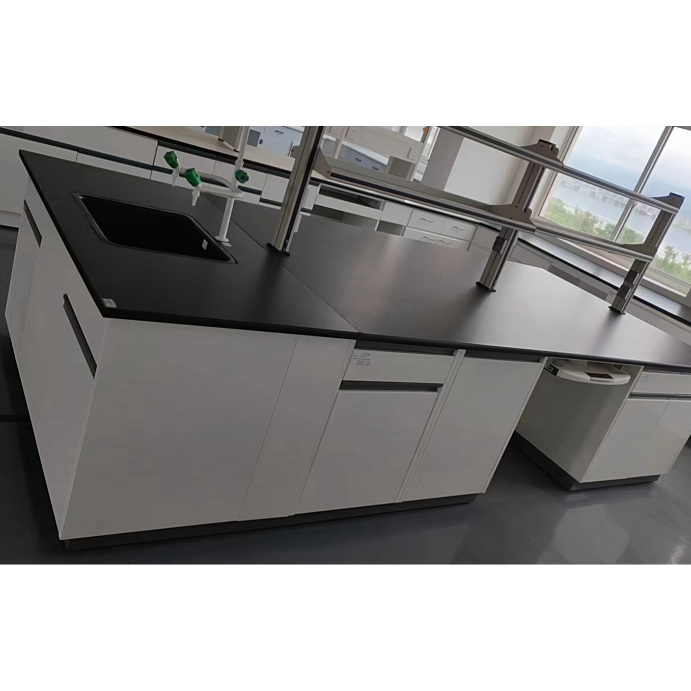All steel Bench Top Middle Table Central Laboratory Workstation With Drawers