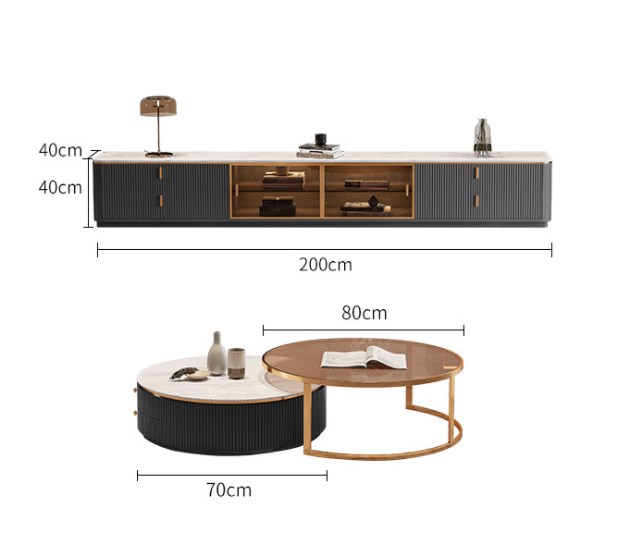 Simple modern rock panel TV cabinet family living room size Italian luxury rock tv units modern cabi