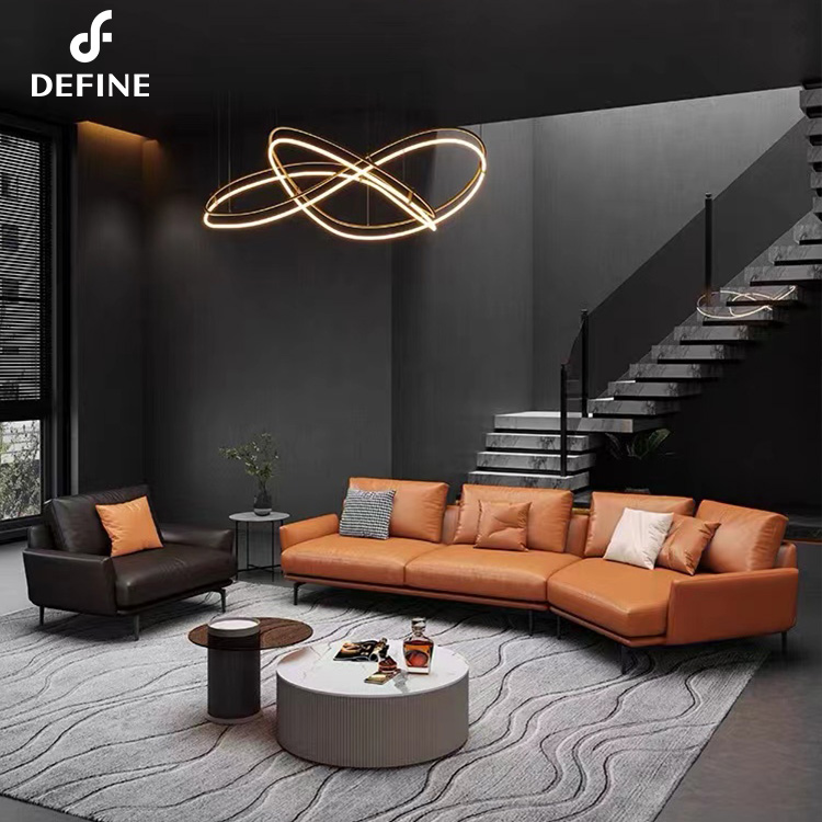 Brown new arrival leather sofa with arm 3 seater living room sofa set furniture