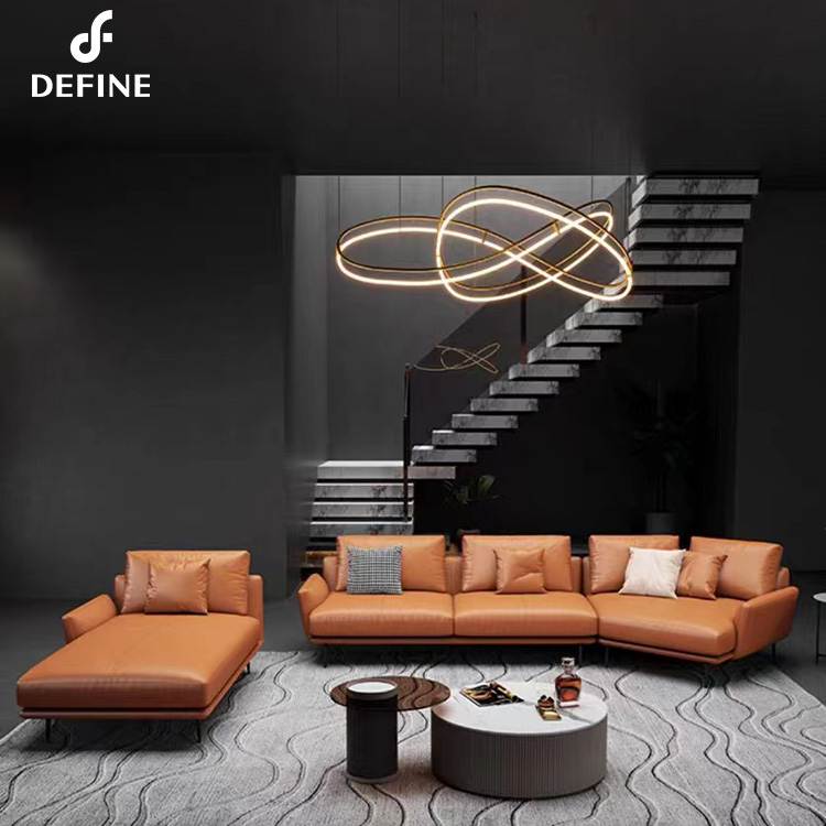 Brown new arrival leather sofa with arm 3 seater living room sofa set furniture