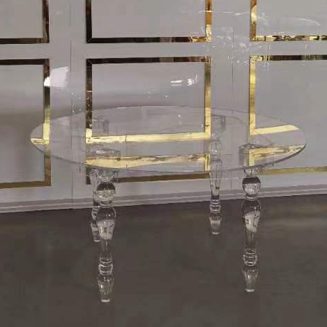 BJ220505-14 Modern Pvc Round Dining Table Set Clear Acrylic Wedding Dining Table