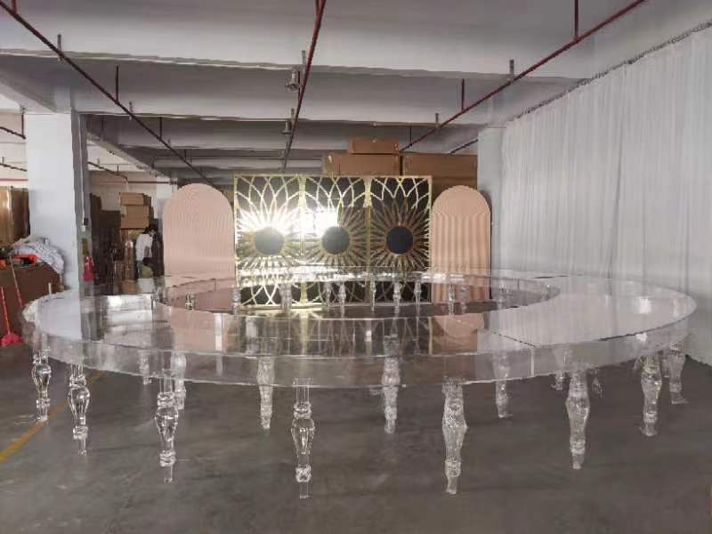 BJ220505-14 Modern Pvc Round Dining Table Set Clear Acrylic Wedding Dining Table