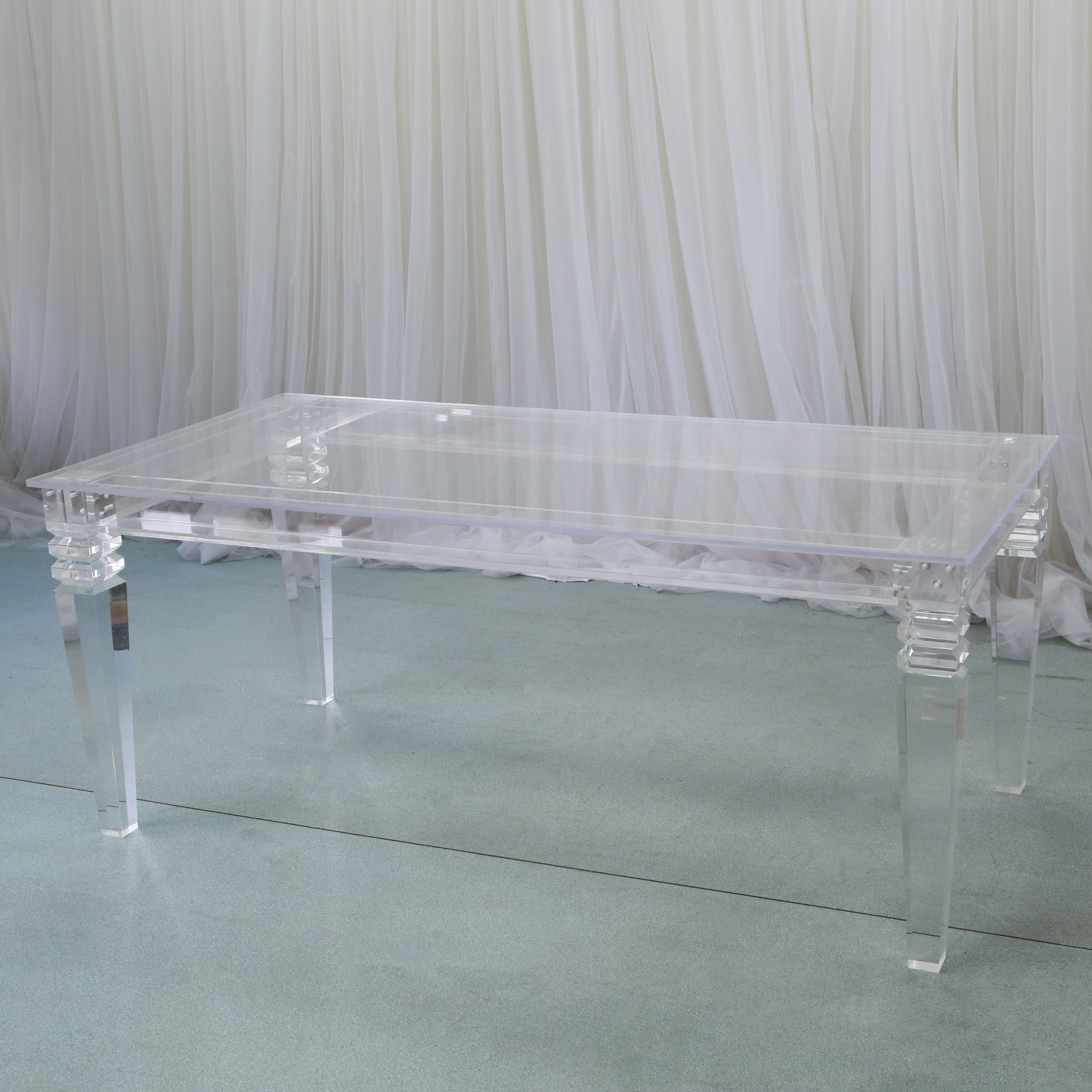 BJ220402-4 Clear Acrylic Pvc Wedding Centerpieces For Tables Rectangle Table Wedding Decoration