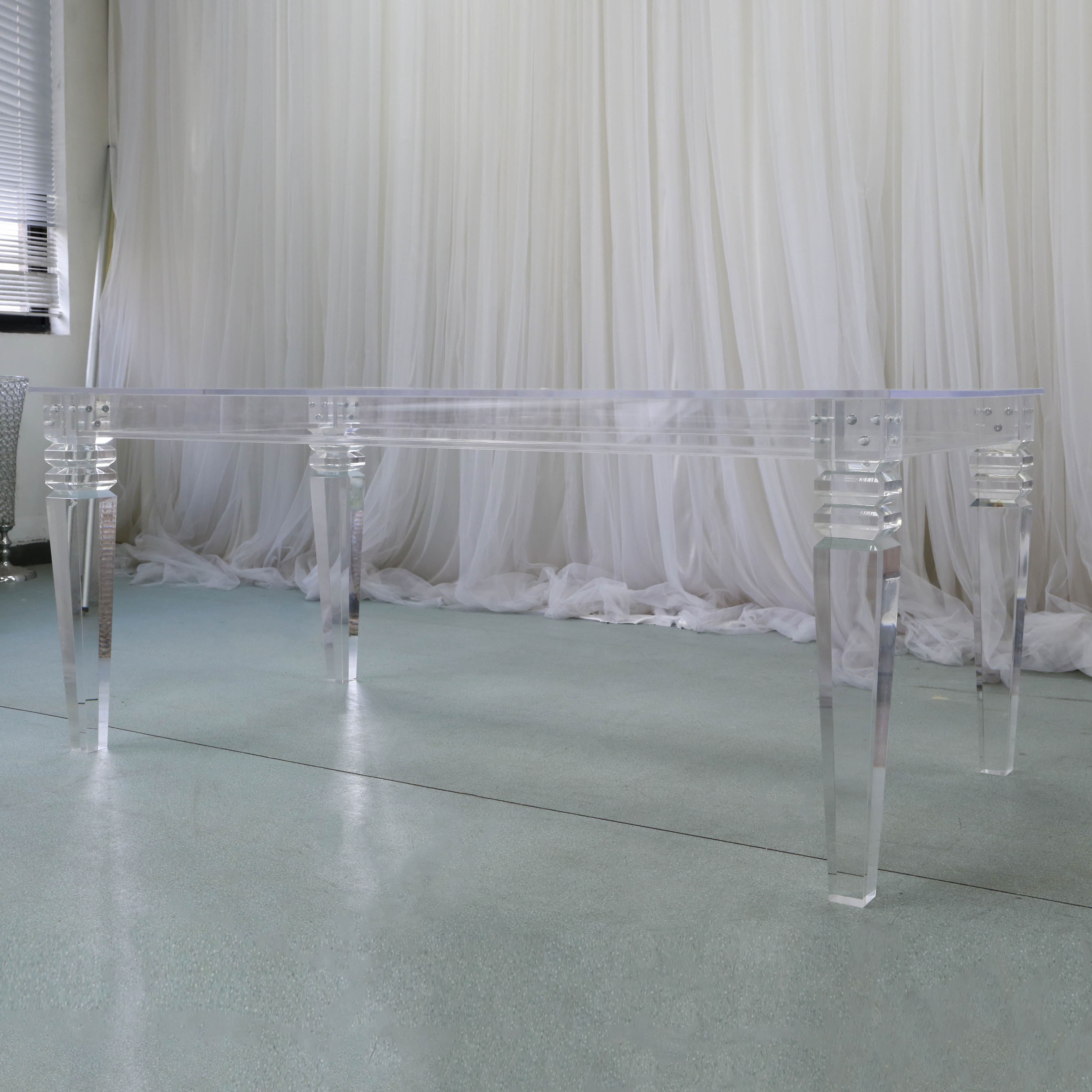 BJ220402-4 Clear Acrylic Pvc Wedding Centerpieces For Tables Rectangle Table Wedding Decoration