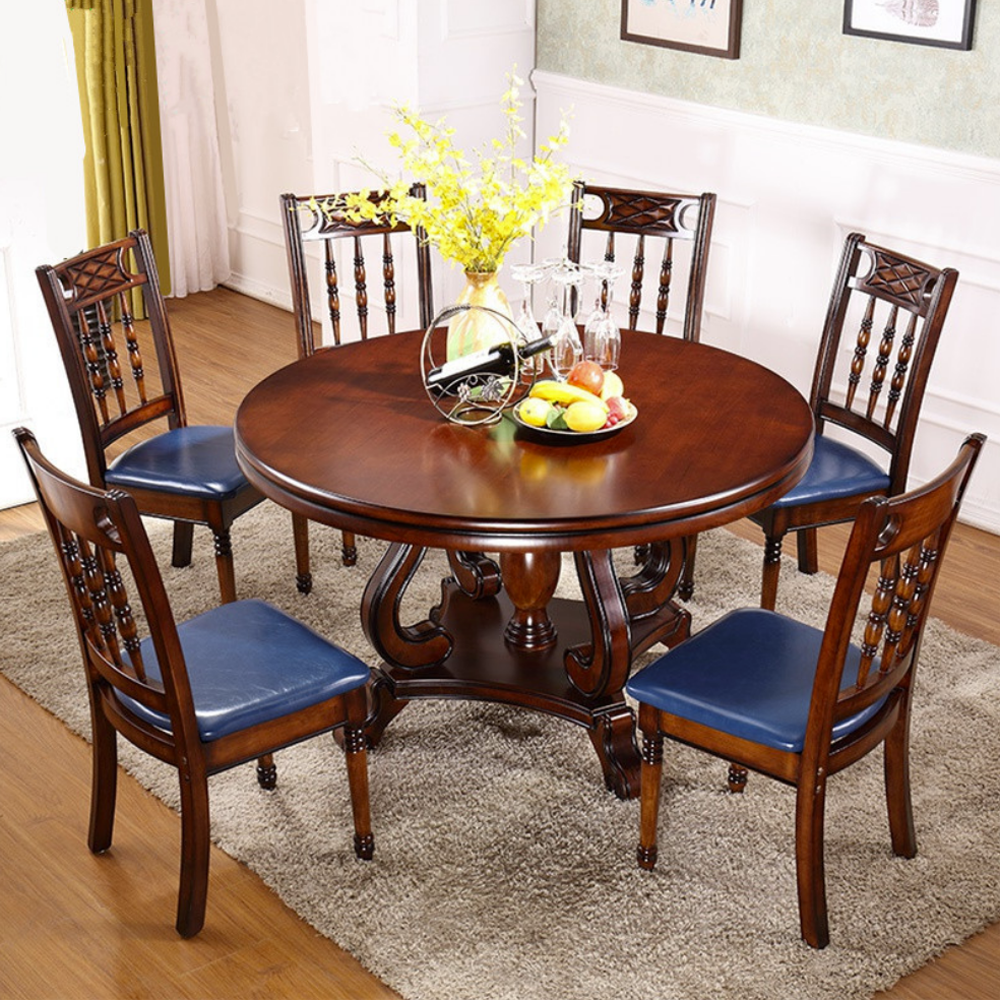 150 Cm Solid wood round dining table with chairs combination bjflamingo dinner house round rotating 
