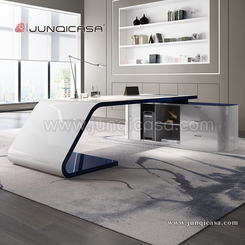 Latest unique design I shape executive office desk modern office furniture table ceo manager tables