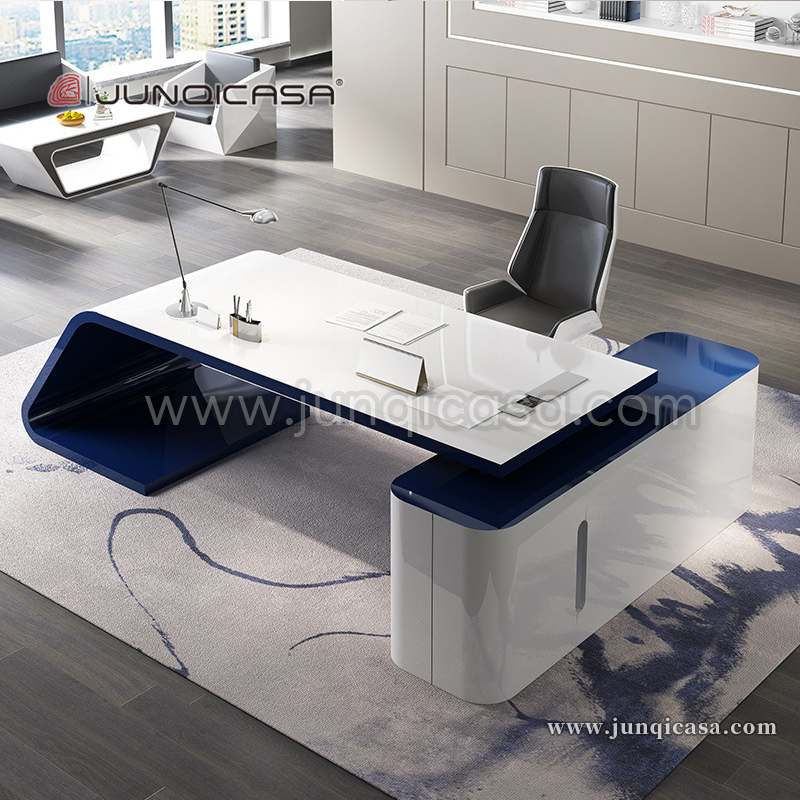 Latest unique design I shape executive office desk modern office furniture table ceo manager tables