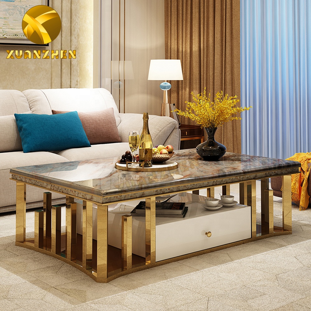 Home furniture living room sets gold center table luxury coffee tables and tv stand modern marble co