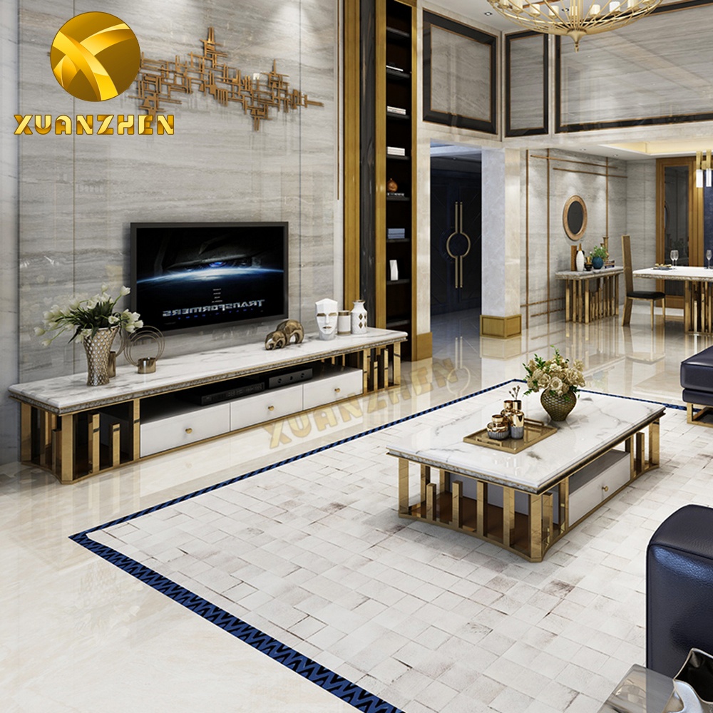 Home furniture living room sets gold center table luxury coffee tables and tv stand modern marble co