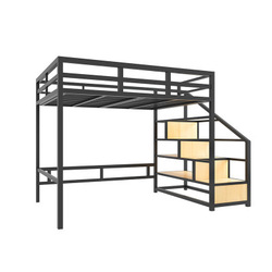 Modern metal loft bunk bed bedroom furniture with storage for adults