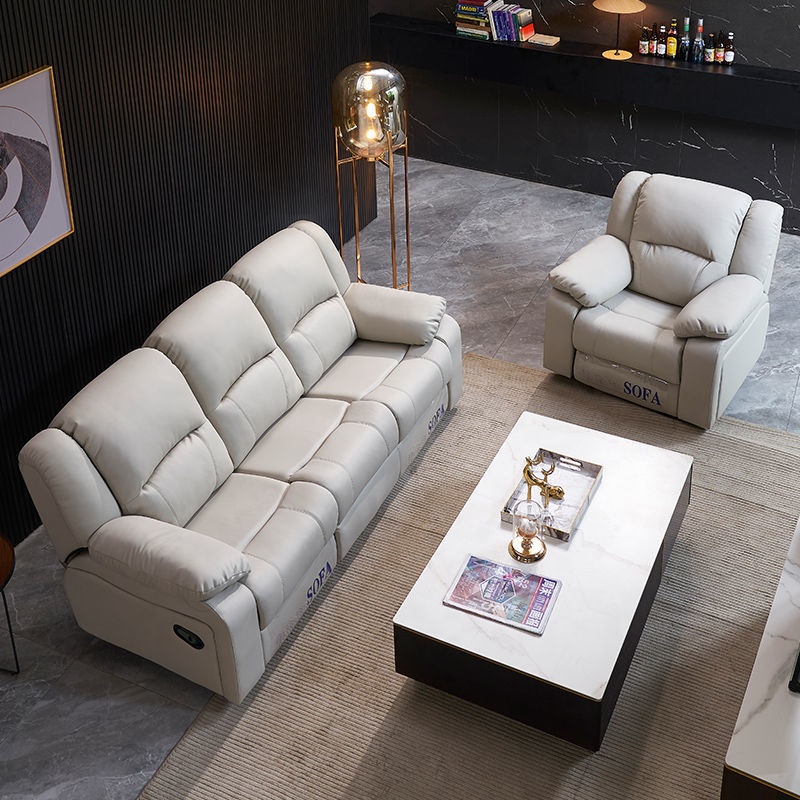 Newest Home Furnitures Reclining Living Room Sofa Set Recliner Genuine Leather Sectional
