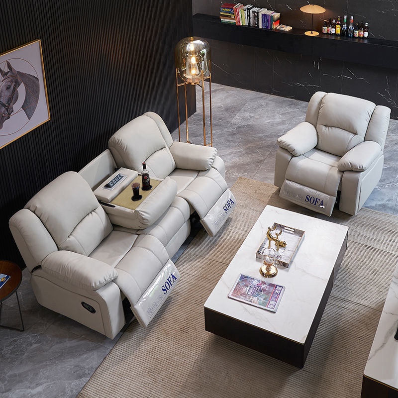 Newest Home Furnitures Reclining Living Room Sofa Set Recliner Genuine Leather Sectional