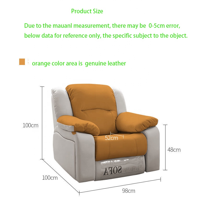 Newest Home Furnitures Reclining Living Room Sofa Set Recliner Genuine Leather Sectional