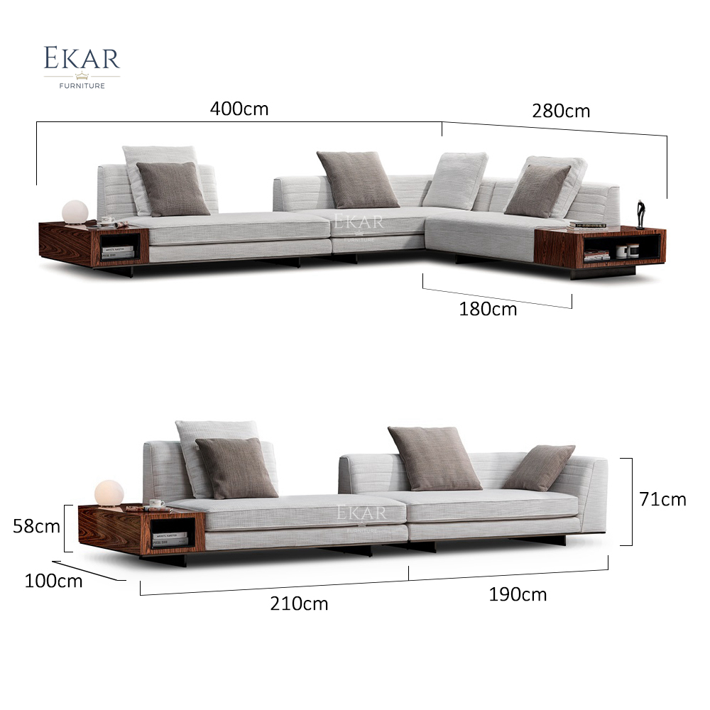 Ekar Furniture Italy Design Modern Living Room Sets Fabric L Shape Sofa