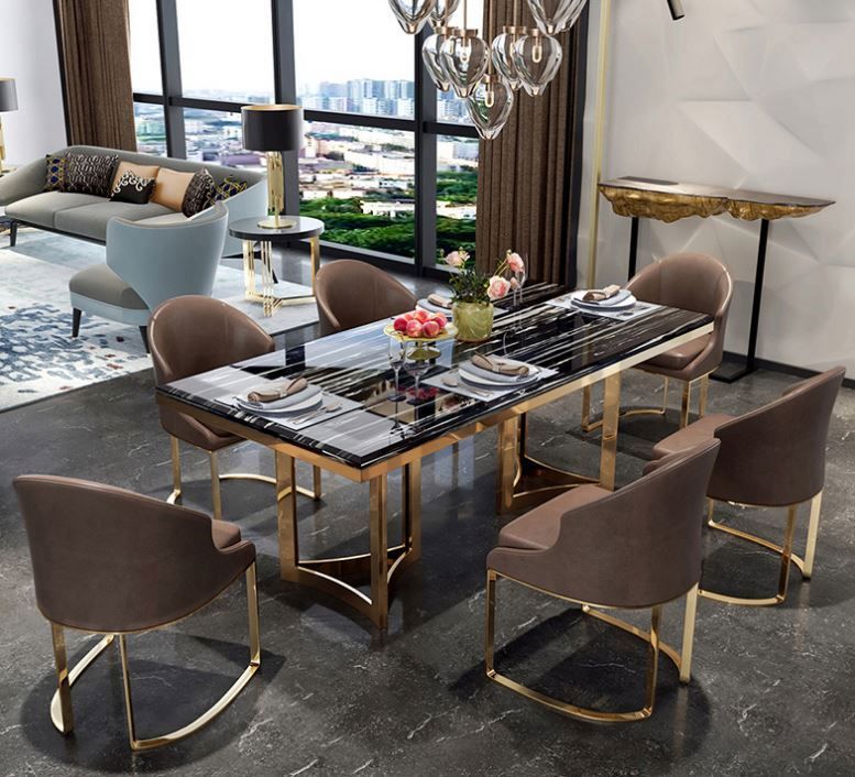 Dinning Home Furniture Nordic Ins Marble Simple Modern Small Apartment Italian Minimalist Slate Dini