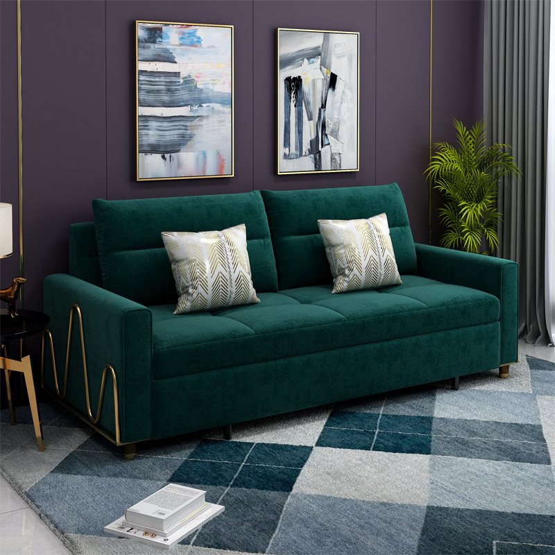 New flannelette sofa bed foldable small house type modern simple multifunctional dual-purpose furnit