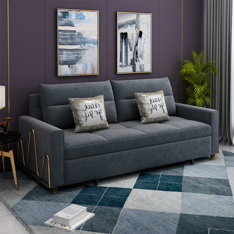 New flannelette sofa bed foldable small house type modern simple multifunctional dual-purpose furnit