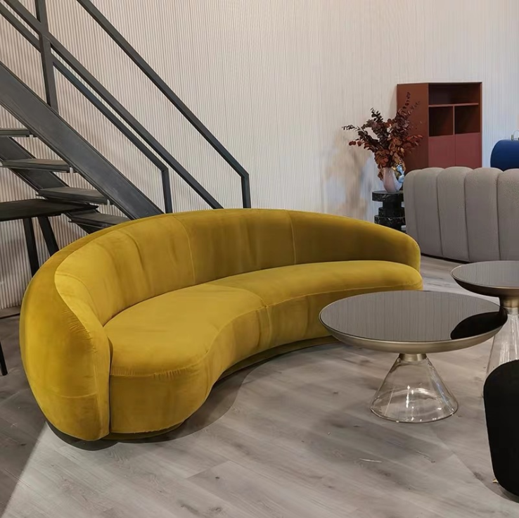 Manufactory Home Furniture European Classic Velvet Fabric  curved sofa Set for Living Room