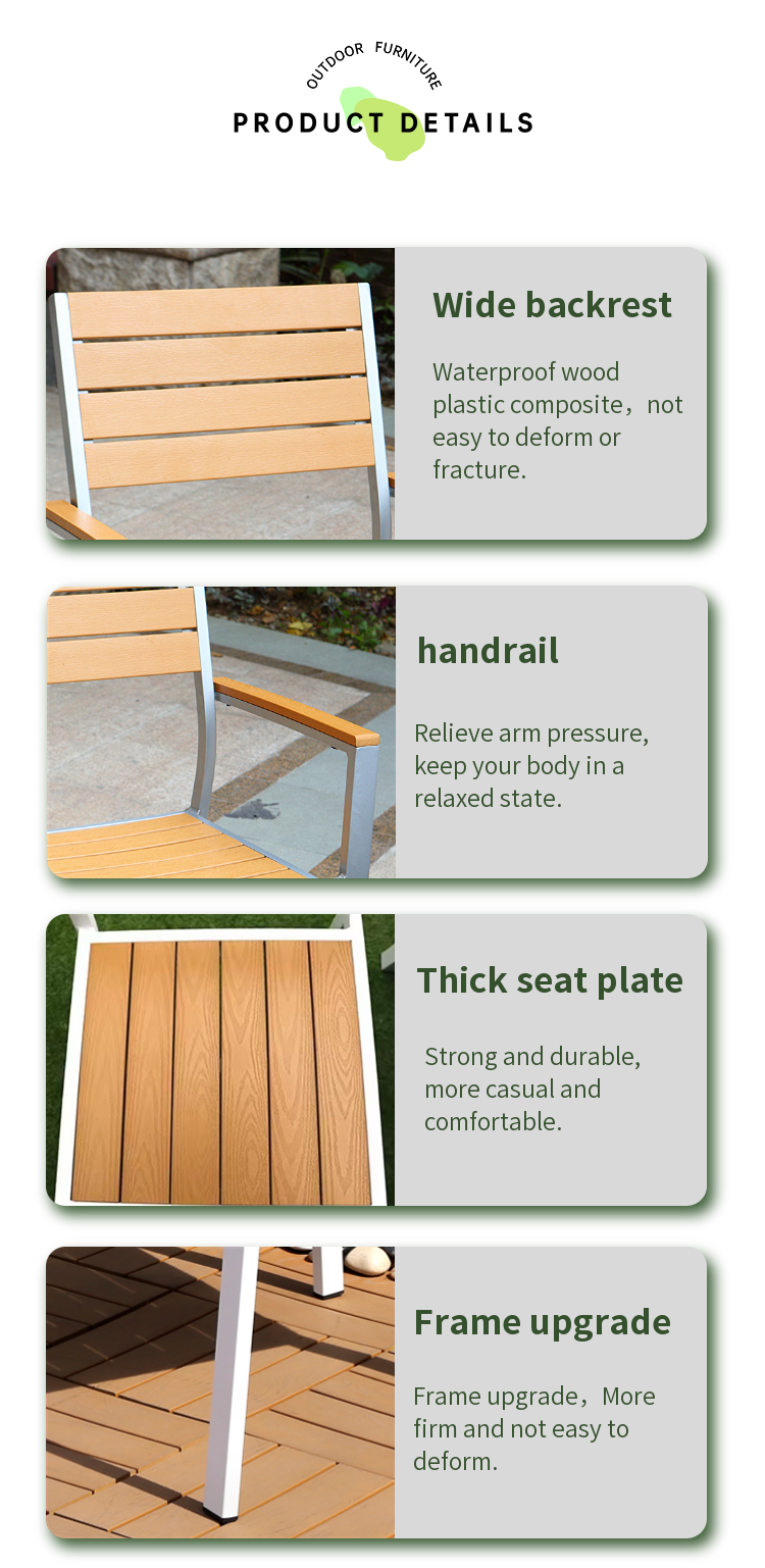Wholesale Modern Balcony Garden Plastic Armchair Restaurant  Furniture Aluminium Plastic Wood Table 