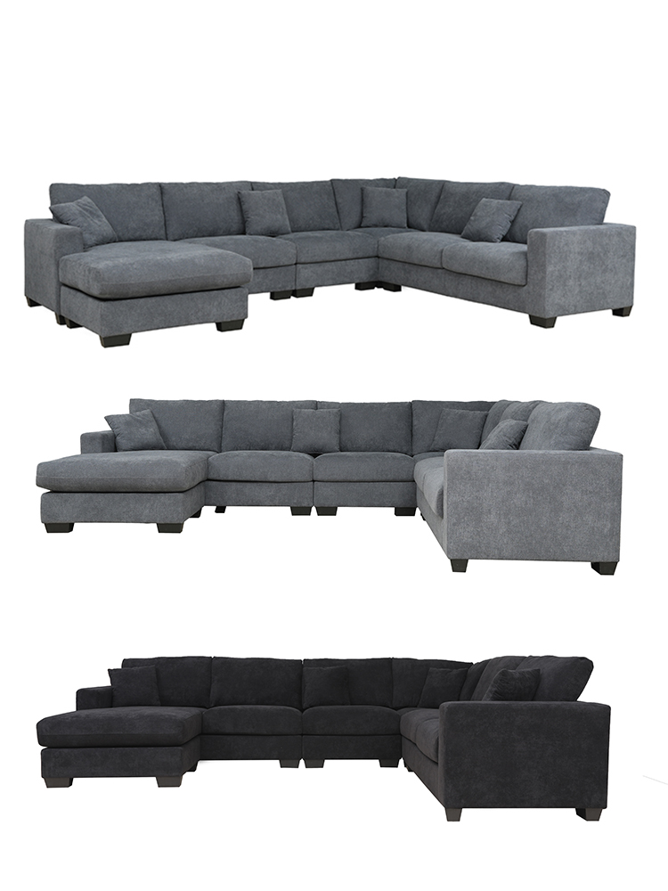 Factory wholesale modern living room sofa U shaped fabric Luxury corner modular sofa sectional sofa 