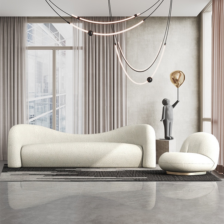 European Style Lamb Wool Office Sofa Furniture Sets Couch Living Curved Sofa