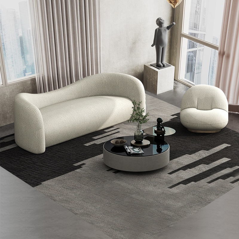 European Style Lamb Wool Office Sofa Furniture Sets Couch Living Curved Sofa