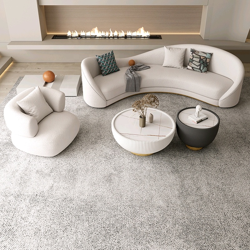 European Style Lamb Wool Office Sofa Furniture Sets Couch Living Curved Sofa