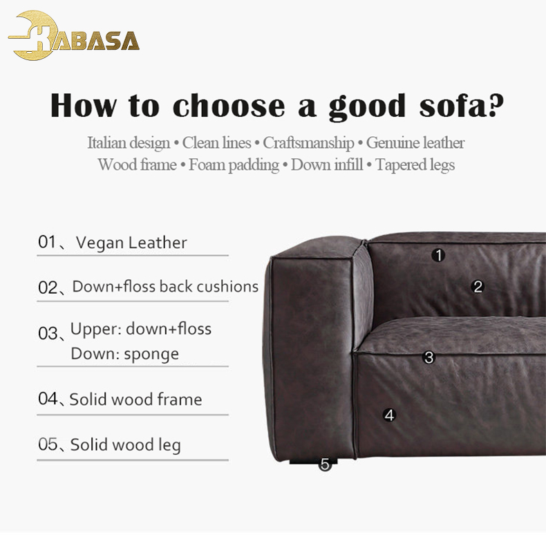 Grey cloth upholstered Three seated fabric leather marenco feather sofa home furniture sofa set