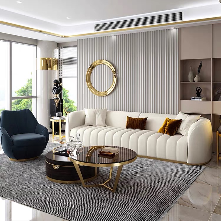 Light luxury leather  living room sofa leisure furniture sectional sofa set furniture