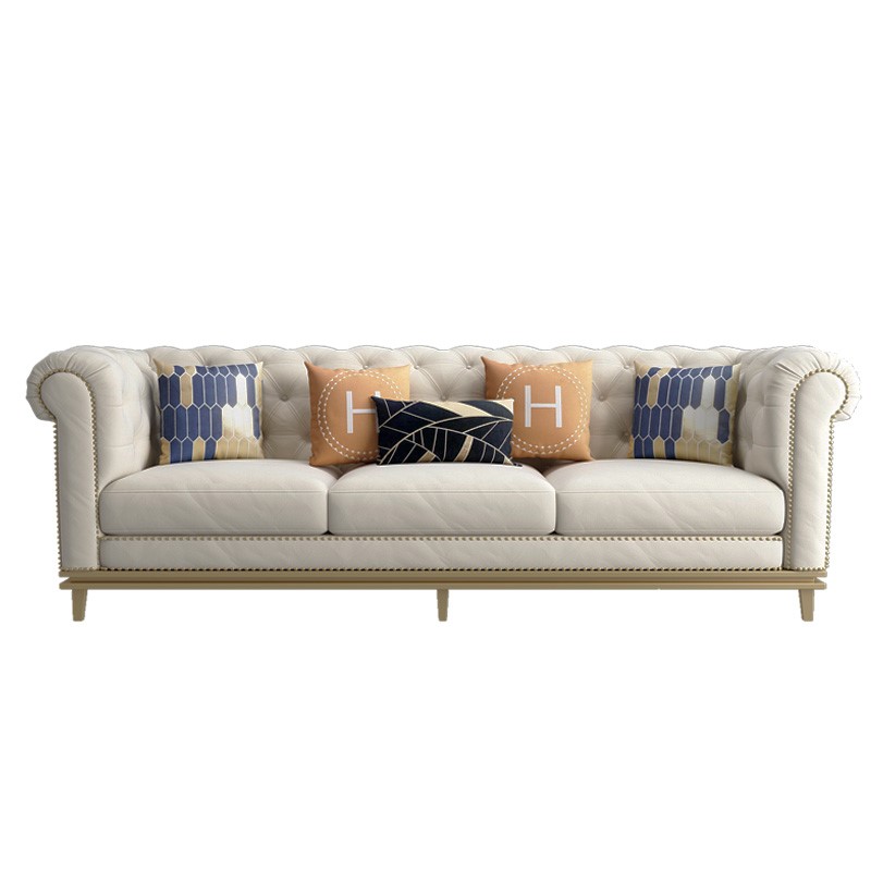 Modular Design Beige Chesterfield  Luxury Italian Canape  Fabric Sofa furniture  For Sitting Room