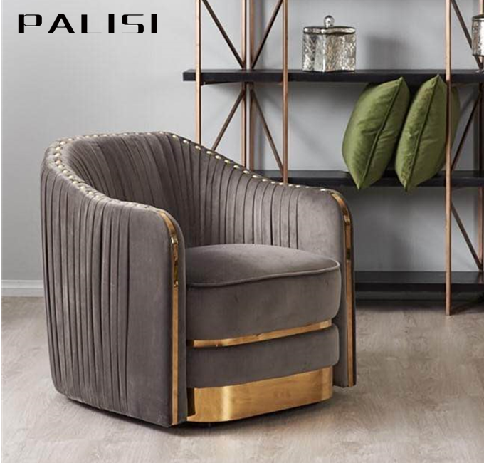 Luxury Villa Furniture Gold Velvet Sofa Set Postmodern Hotel Sofa Furniture Lounge Room Reclining 3 