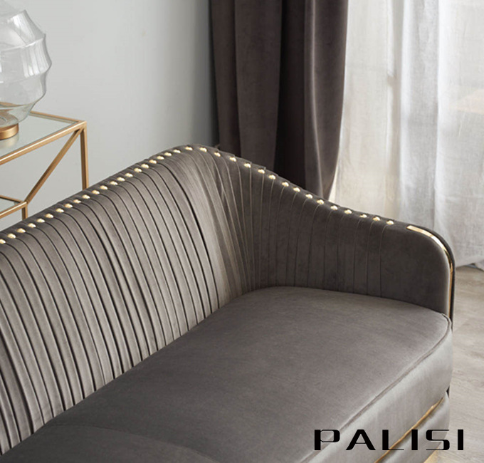 Luxury Villa Furniture Gold Velvet Sofa Set Postmodern Hotel Sofa Furniture Lounge Room Reclining 3 