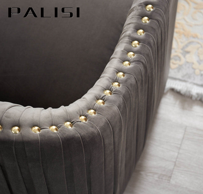 Luxury Villa Furniture Gold Velvet Sofa Set Postmodern Hotel Sofa Furniture Lounge Room Reclining 3 