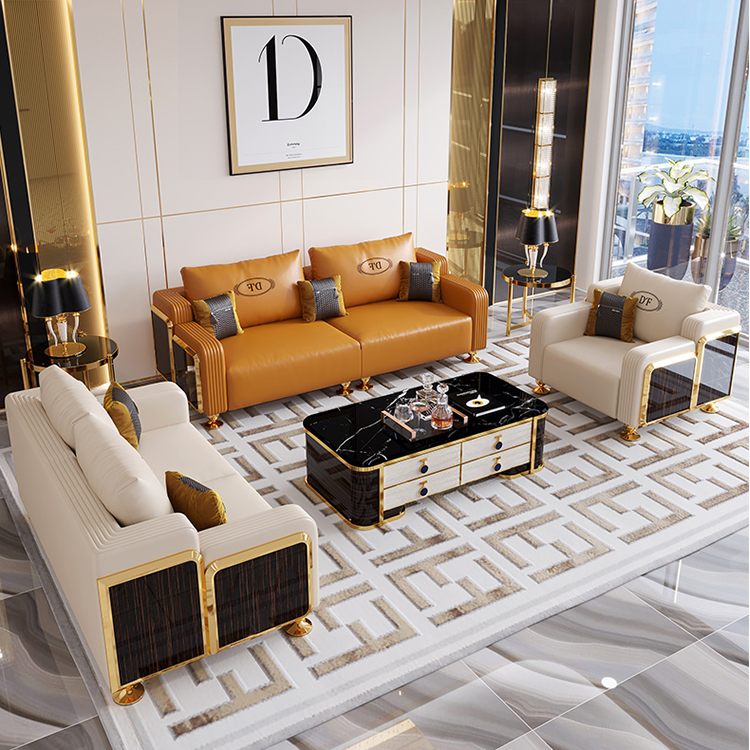 European style factory offer leather sofa set furniture designs modern luxury living room sofas for 