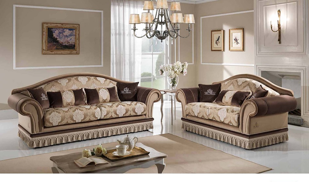 Luxury black European style fabric double sofa home living room furniture