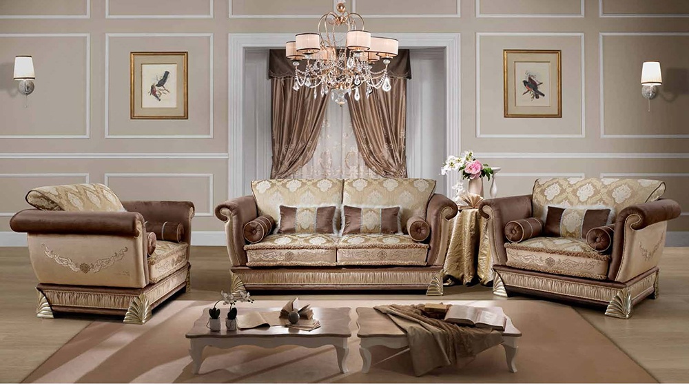 Luxury black European style fabric double sofa home living room furniture