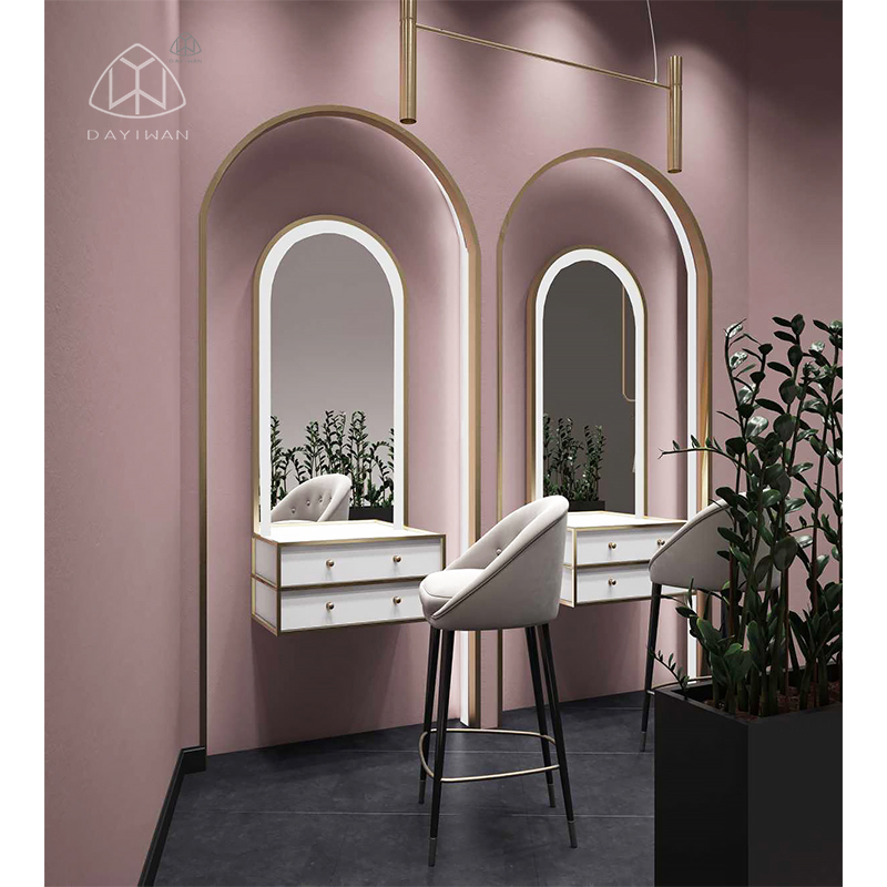 nail polish display stand salon decor reception desk luxury pink salon furniture