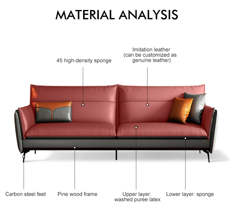 Popular Design Set Furniture Modern Leather Home Living Room Lazy Chesterfield Modular Sofa